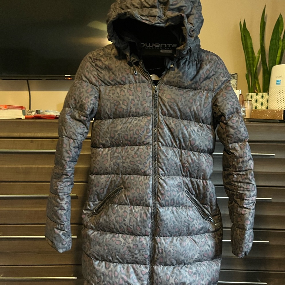 Women's Dark Gray Leopard Puffer Coat